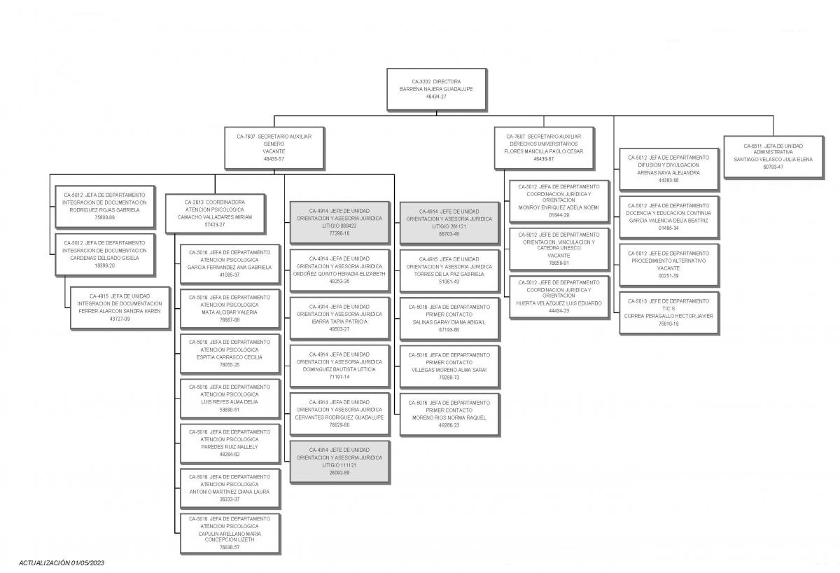 Diagrama de árbol de la organización de la Defensoría